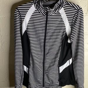 Stripped  black and white fitted running jacket light weight